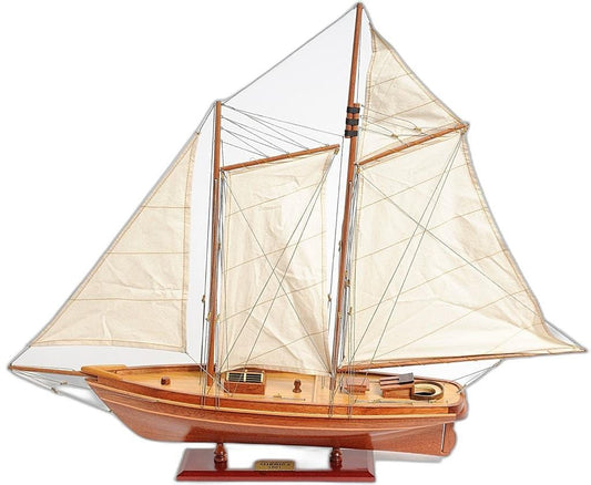 28" Wood Brown America 1851 Yacht Hand Painted Sculpture - Homeroots