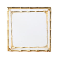 23" Gold Glass Top Square End Table With Shelf