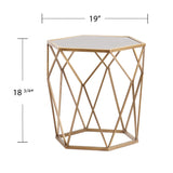 19" Gold And Reflective Glass Hexagon Mirrored End Table - Homeroots - Flyclothing LLC