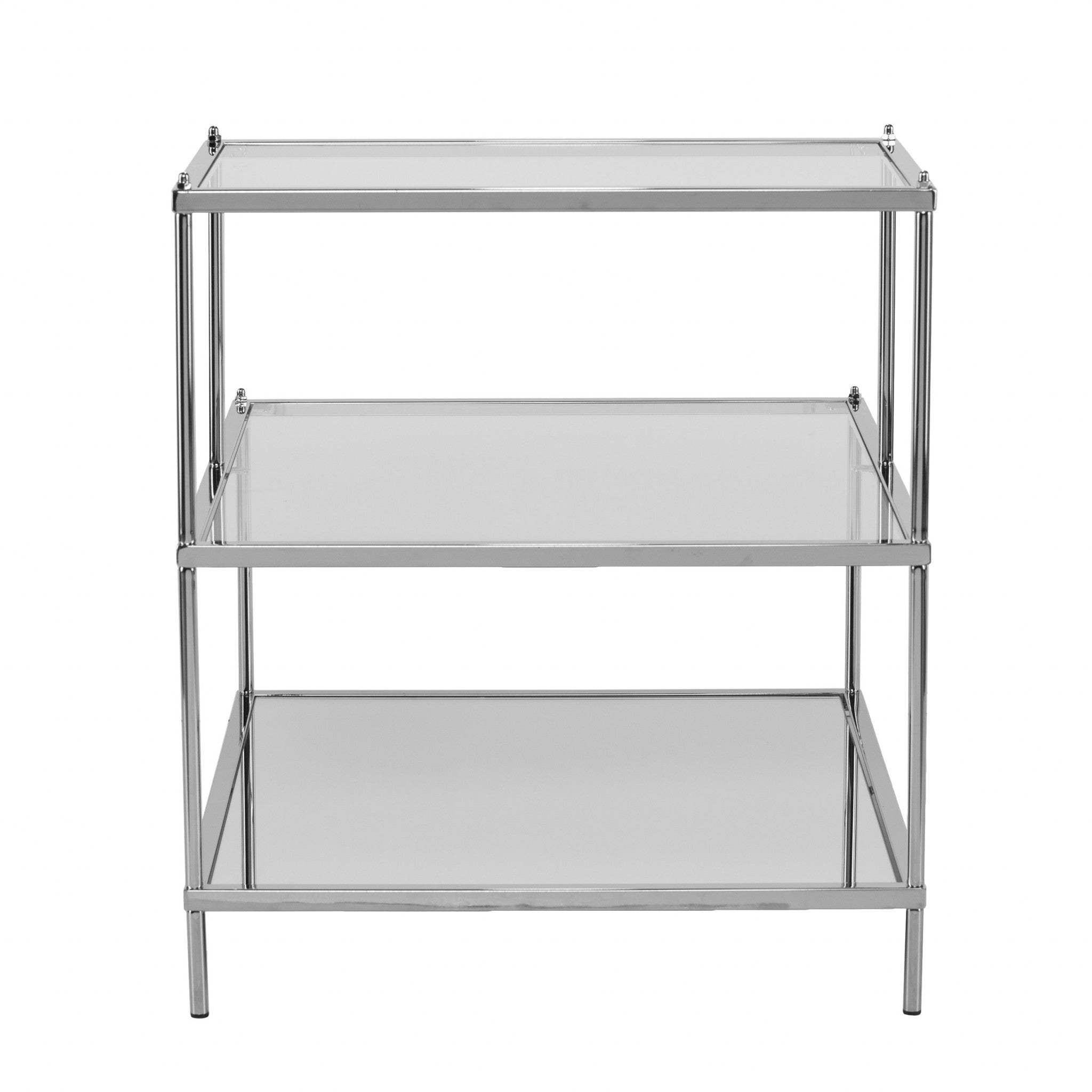 24" Silver And Clear Glass Mirrored End Table - Homeroots - Flyclothing LLC
