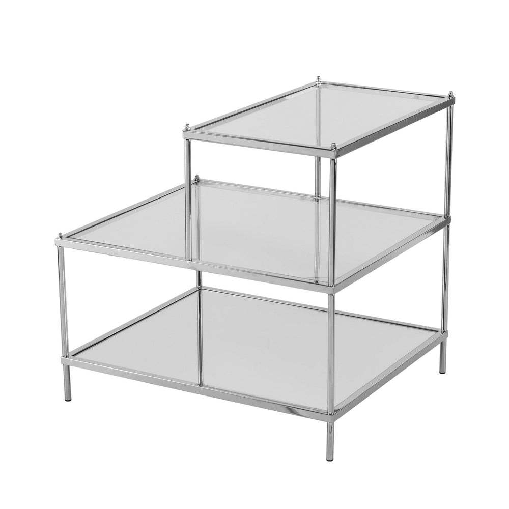 24" Silver And Clear Glass Mirrored End Table - Homeroots - Flyclothing LLC