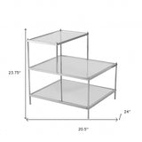 24" Silver And Clear Glass Mirrored End Table - Homeroots - Flyclothing LLC