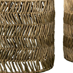 Set Of Two 18" Natural Woven Rattan End Tables - Homeroots