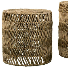 Set Of Two 18" Natural Woven Rattan End Tables - Homeroots