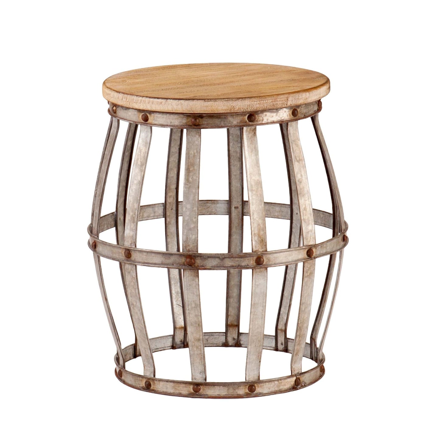 18" Silver And Natural Manufactured Wood Round End Table - Homeroots - Flyclothing LLC