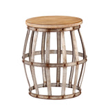 18" Silver And Natural Manufactured Wood Round End Table - Homeroots - Flyclothing LLC