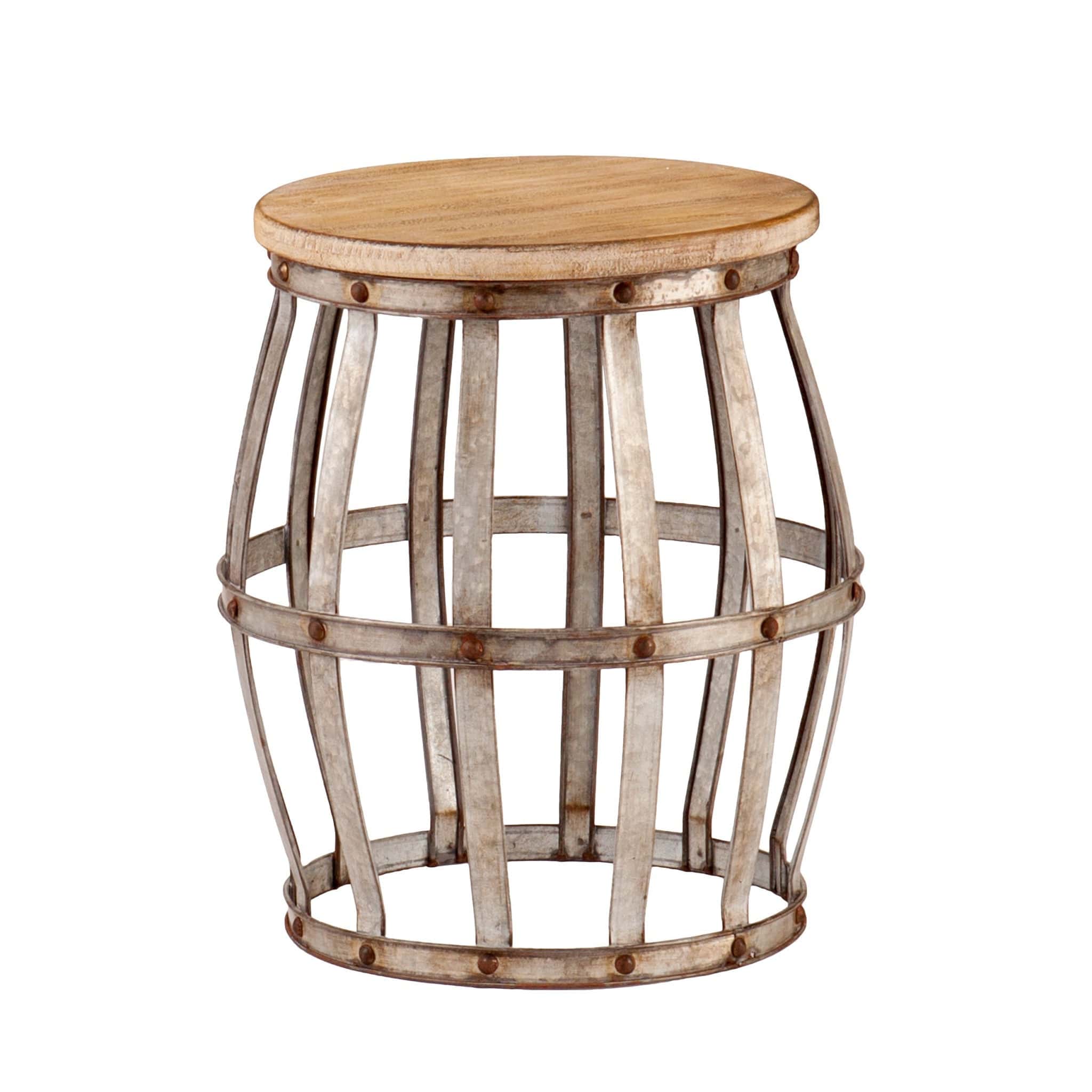 18" Silver And Natural Manufactured Wood Round End Table - Homeroots - Flyclothing LLC