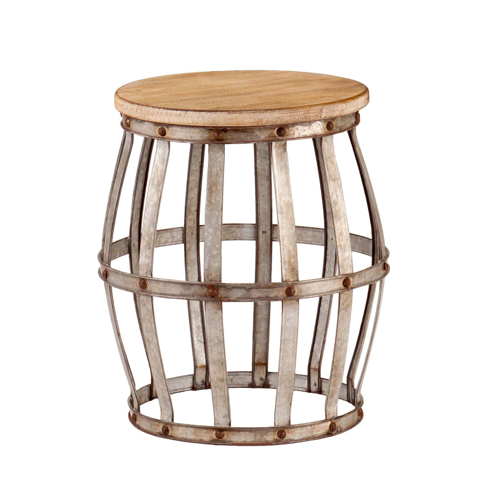 18" Silver And Natural Manufactured Wood Round End Table - Homeroots