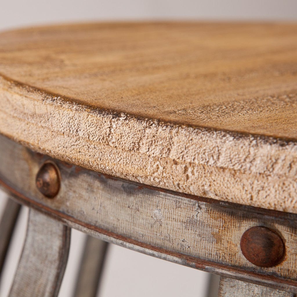 18" Silver And Natural Manufactured Wood Round End Table - Homeroots - Flyclothing LLC