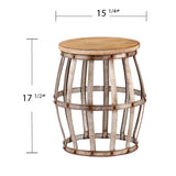 18" Silver And Natural Manufactured Wood Round End Table - Homeroots - Flyclothing LLC