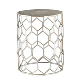 18" Antiqued Gold Honeycomb Hexagonal End Table - Homeroots