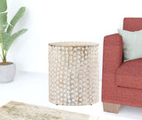 18" Washed White Solid Wood Round End Table - Homeroots