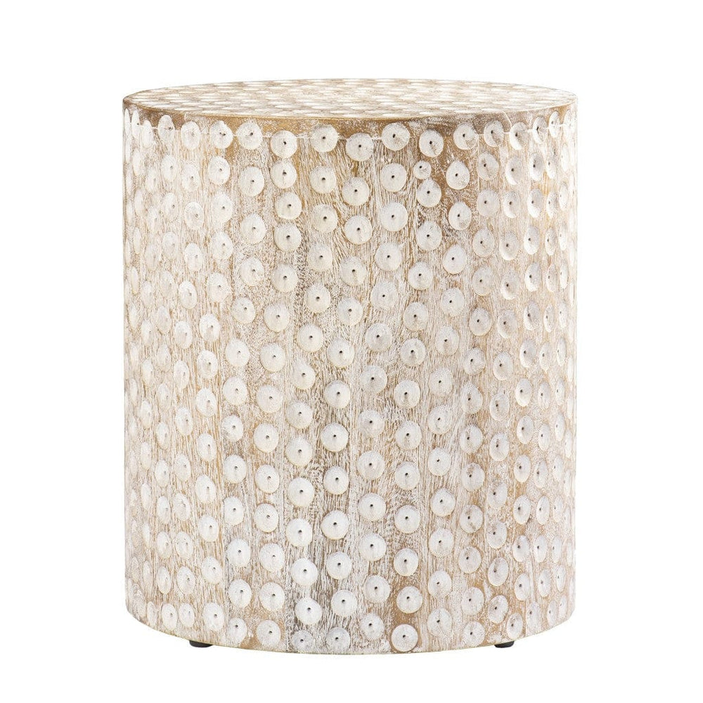 18" Washed White Solid Wood Round End Table - Homeroots