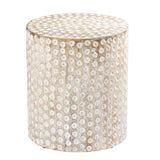 18" Washed White Solid Wood Round End Table - Homeroots