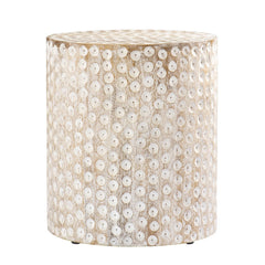 18" Washed White Solid Wood Round End Table