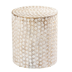 18" Washed White Solid Wood Round End Table