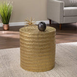 18" Gold Manufactured Wood And Solid Wood Round End Table - Homeroots - Flyclothing LLC
