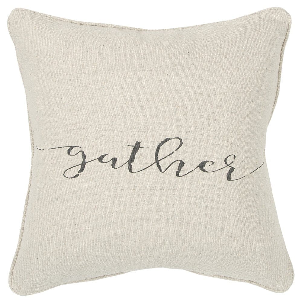 Gray and Cream Canvas Gather Decorative Throw Pillow - Homeroots