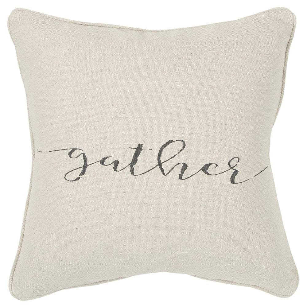 Gray and Cream Canvas Gather Decorative Throw Pillow - Homeroots - Flyclothing LLC