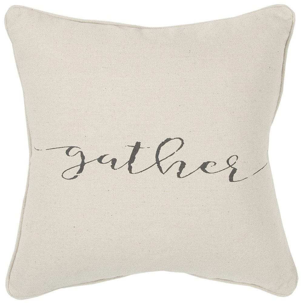 Gray and Cream Canvas Gather Decorative Throw Pillow - Homeroots - Flyclothing LLC
