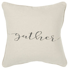 Gray and Cream Canvas Gather Decorative Throw Pillow - Homeroots