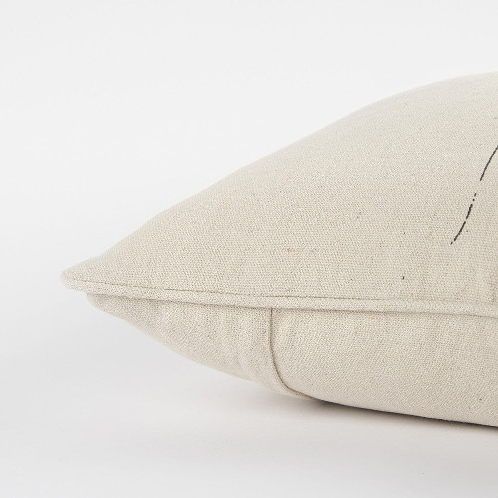 Gray and Cream Canvas Gather Decorative Throw Pillow - Homeroots