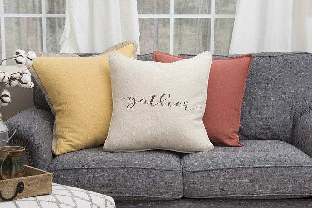 Gray and Cream Canvas Gather Decorative Throw Pillow - Homeroots - Flyclothing LLC