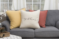 Gray and Cream Canvas Gather Decorative Throw Pillow - Homeroots
