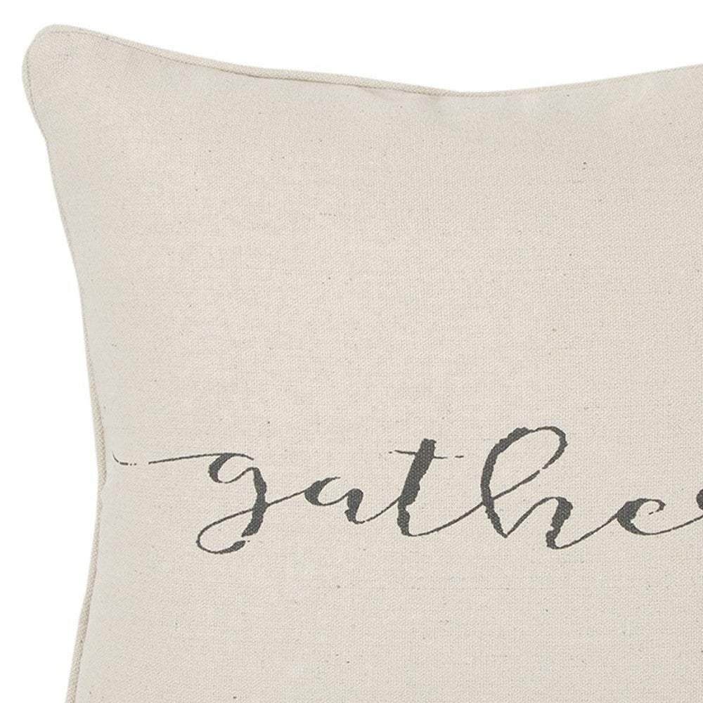 Gray and Cream Canvas Gather Decorative Throw Pillow - Homeroots - Flyclothing LLC