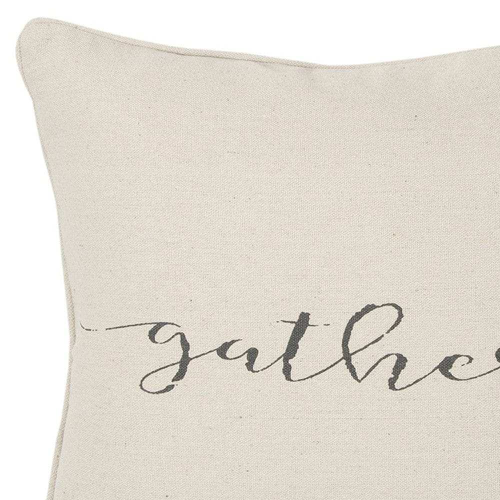 Gray and Cream Canvas Gather Decorative Throw Pillow - Homeroots - Flyclothing LLC