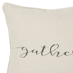 Gray and Cream Canvas Gather Decorative Throw Pillow - Homeroots
