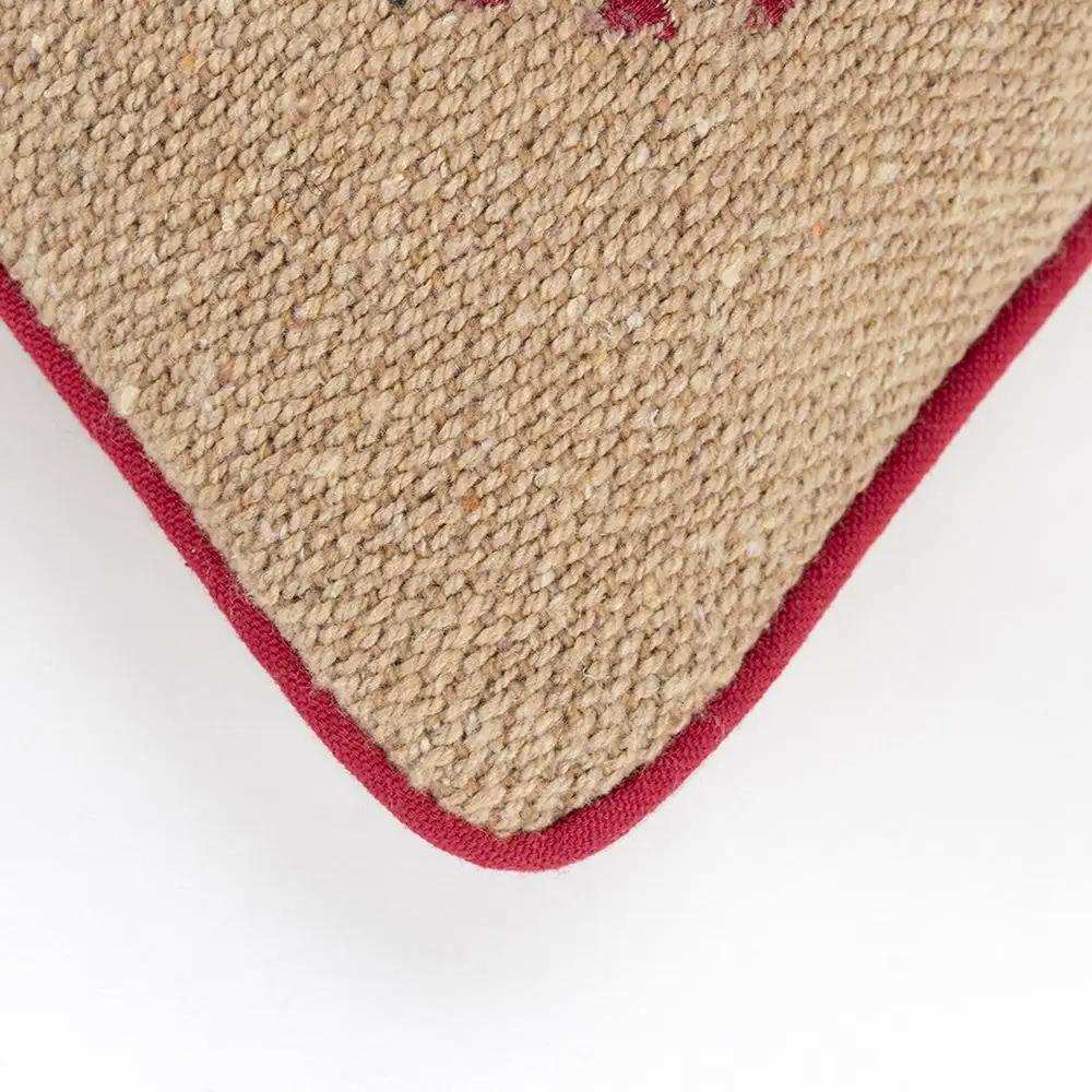 Mod Red and Black Ornaments Jute Lumbar Throw Pillow - Homeroots - Flyclothing LLC