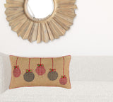 Mod Red and Black Ornaments Jute Lumbar Throw Pillow - Homeroots