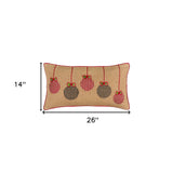 Mod Red and Black Ornaments Jute Lumbar Throw Pillow - Homeroots - Flyclothing LLC