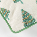 Ivory and Green Modern Christmas Tree Lumbar Throw Pillow - Homeroots