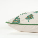 Ivory and Green Modern Christmas Tree Lumbar Throw Pillow - Homeroots