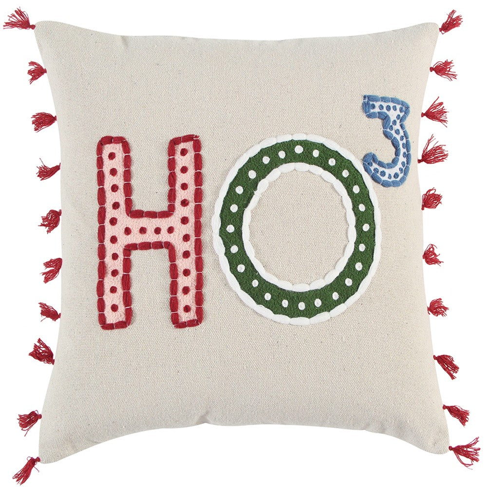 Beige Red Holiday Whimsical Throw Pillow - Homeroots