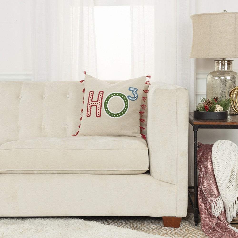 Beige Red Holiday Whimsical Throw Pillow - Homeroots - Flyclothing LLC