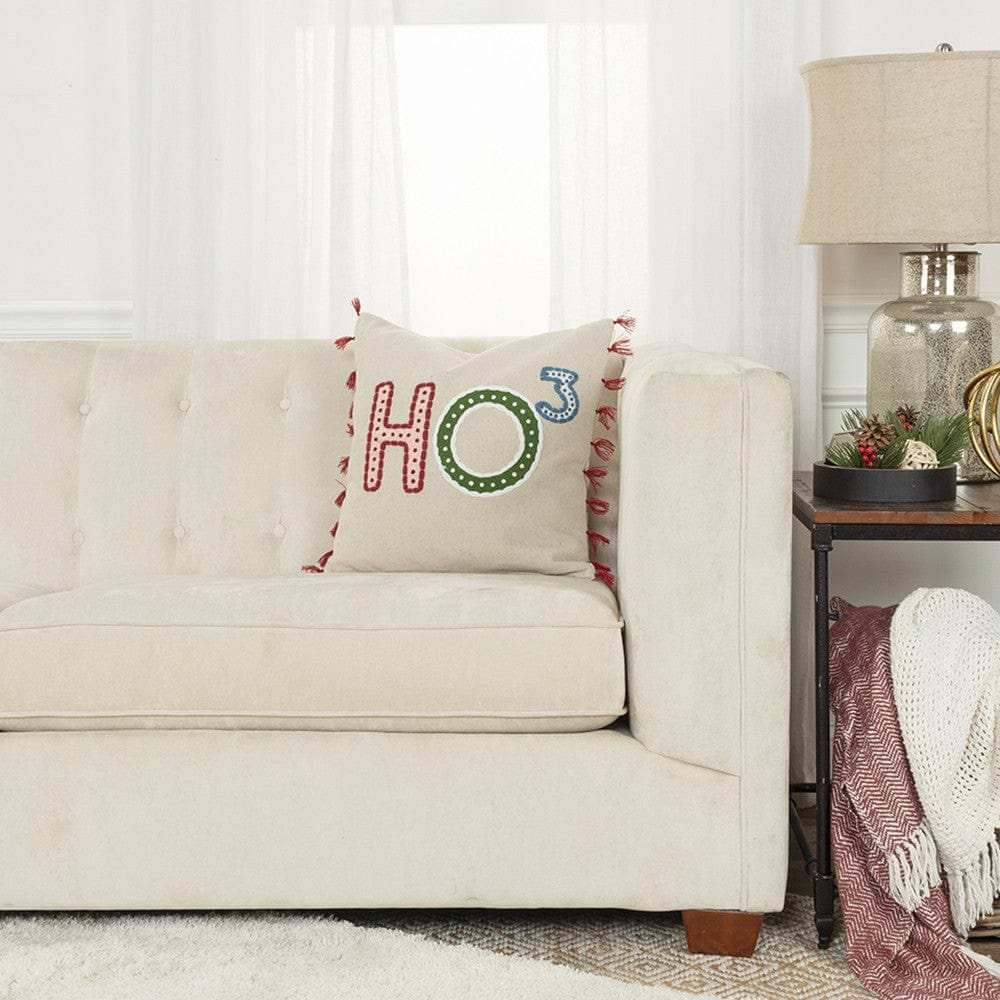 Beige Red Holiday Whimsical Throw Pillow - Homeroots - Flyclothing LLC