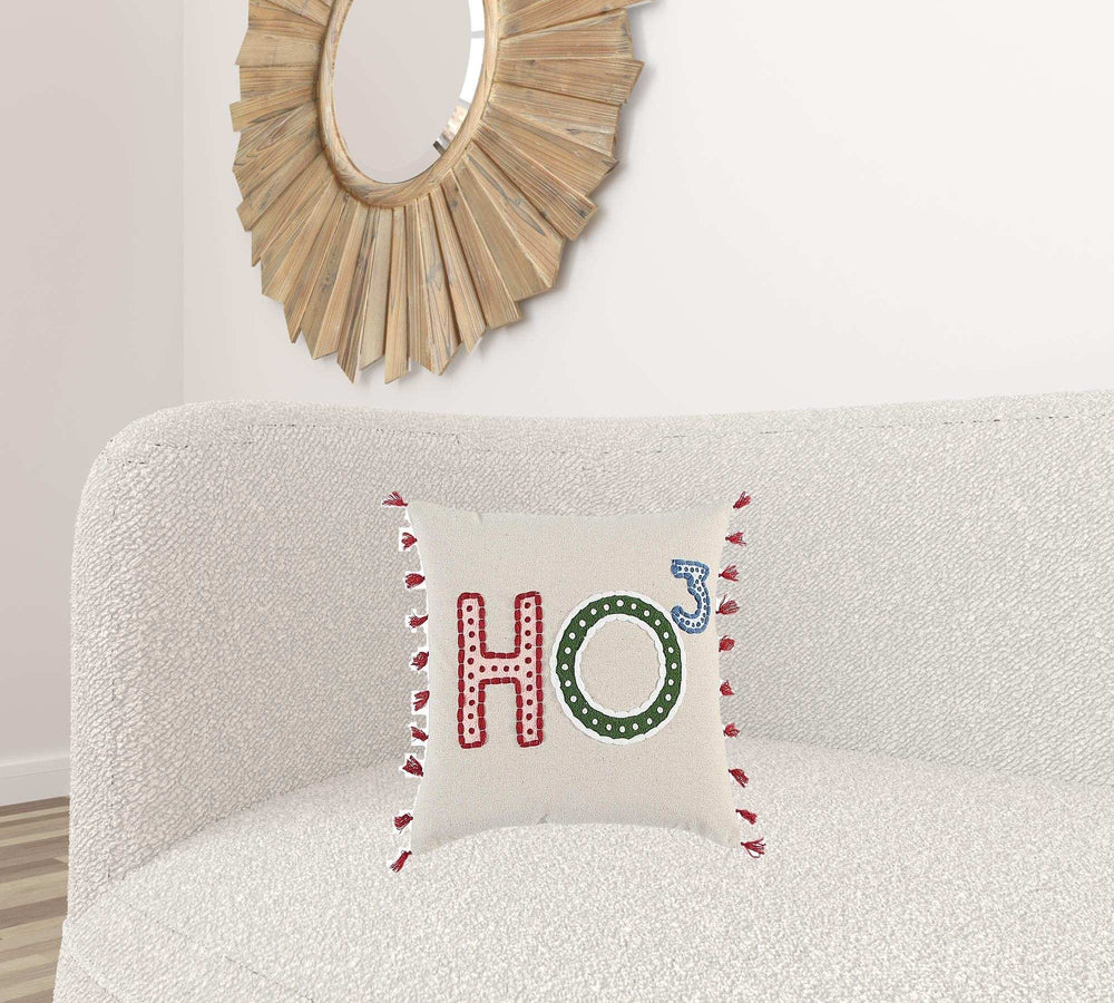 Beige Red Holiday Whimsical Throw Pillow - Homeroots - Flyclothing LLC