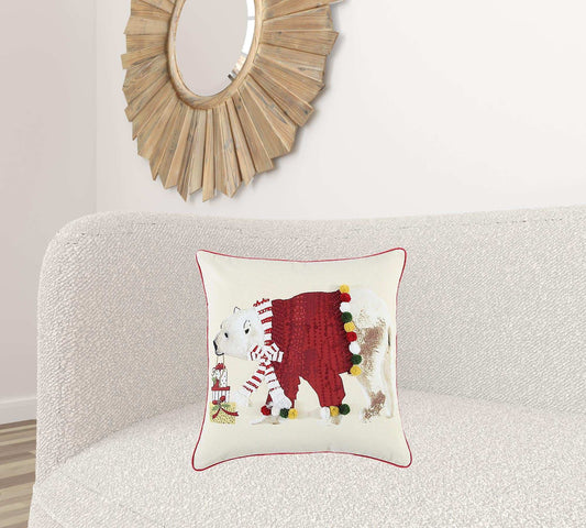 Red Polar Bear Dimensional Throw Pillow - Homeroots - Flyclothing LLC