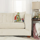 Ivory Vintage Santa and Penguin Christmas Throw Pillow - Homeroots