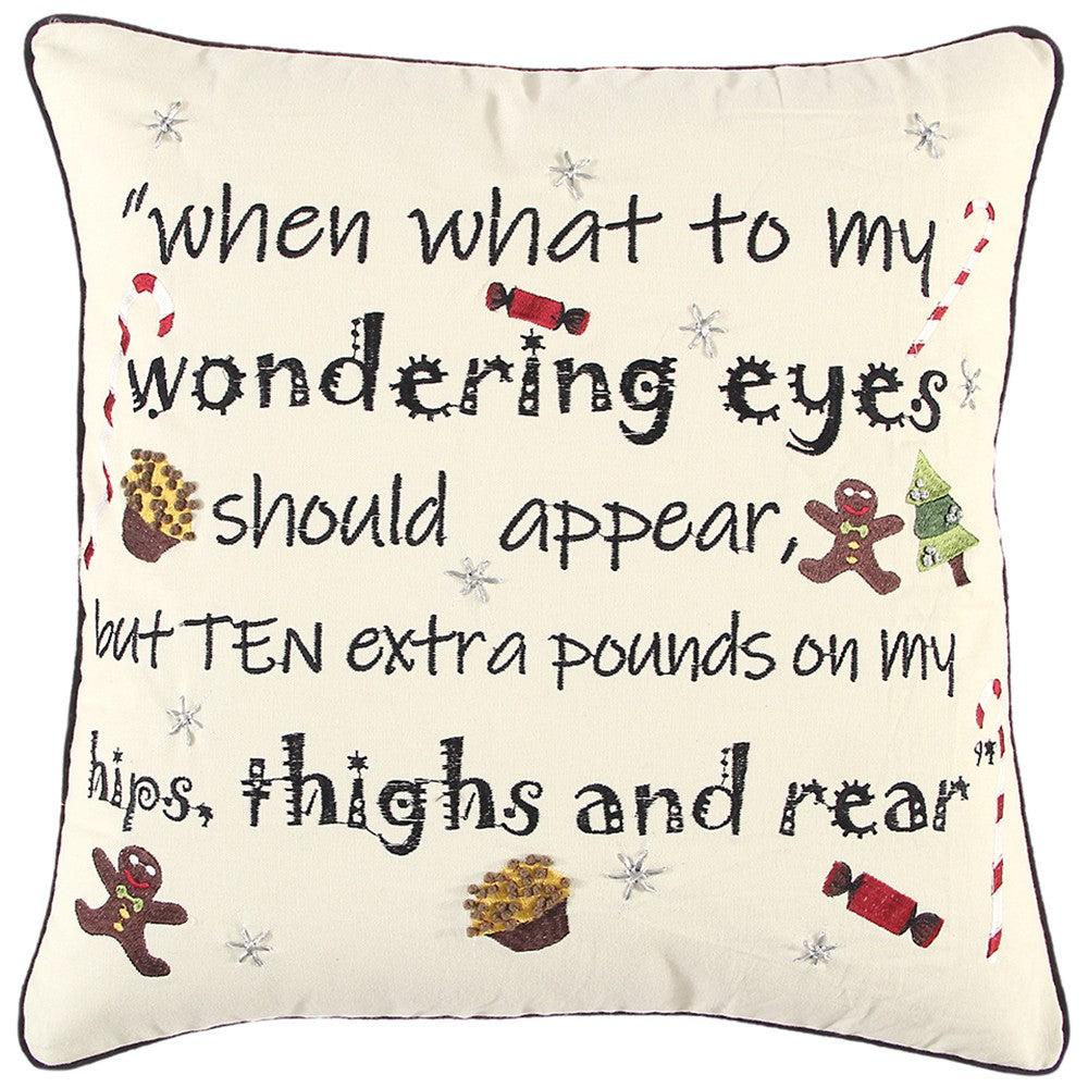 Ivory and Black Modern Christmas Sentiment Whimsical Throw Pillow - Homeroots