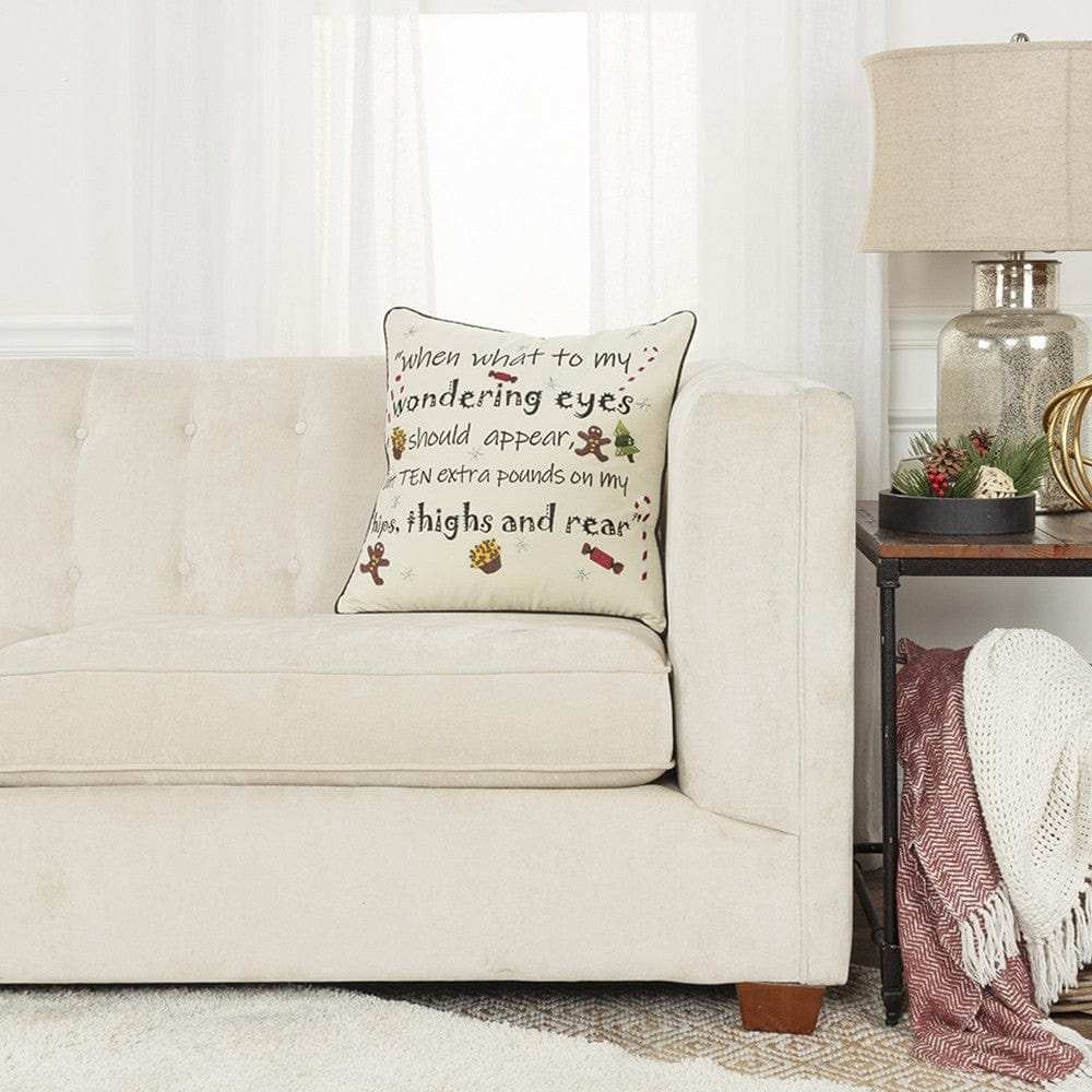 Ivory and Black Modern Christmas Sentiment Whimsical Throw Pillow - Homeroots - Flyclothing LLC