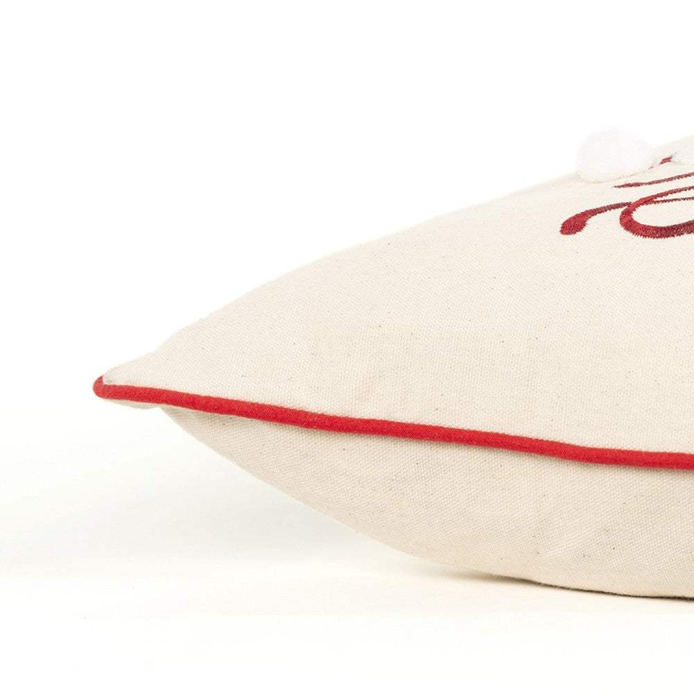 Ivory Red Cheeky Santa Sentiment Throw Pillow - Homeroots - Flyclothing LLC