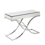 42" Silver Mirrored Glass Cross Leg Console Table - Homeroots