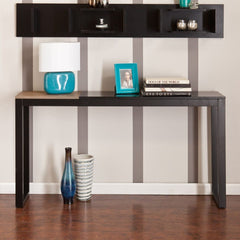 56" Natural and Black and Black Sled Console Table - Homeroots