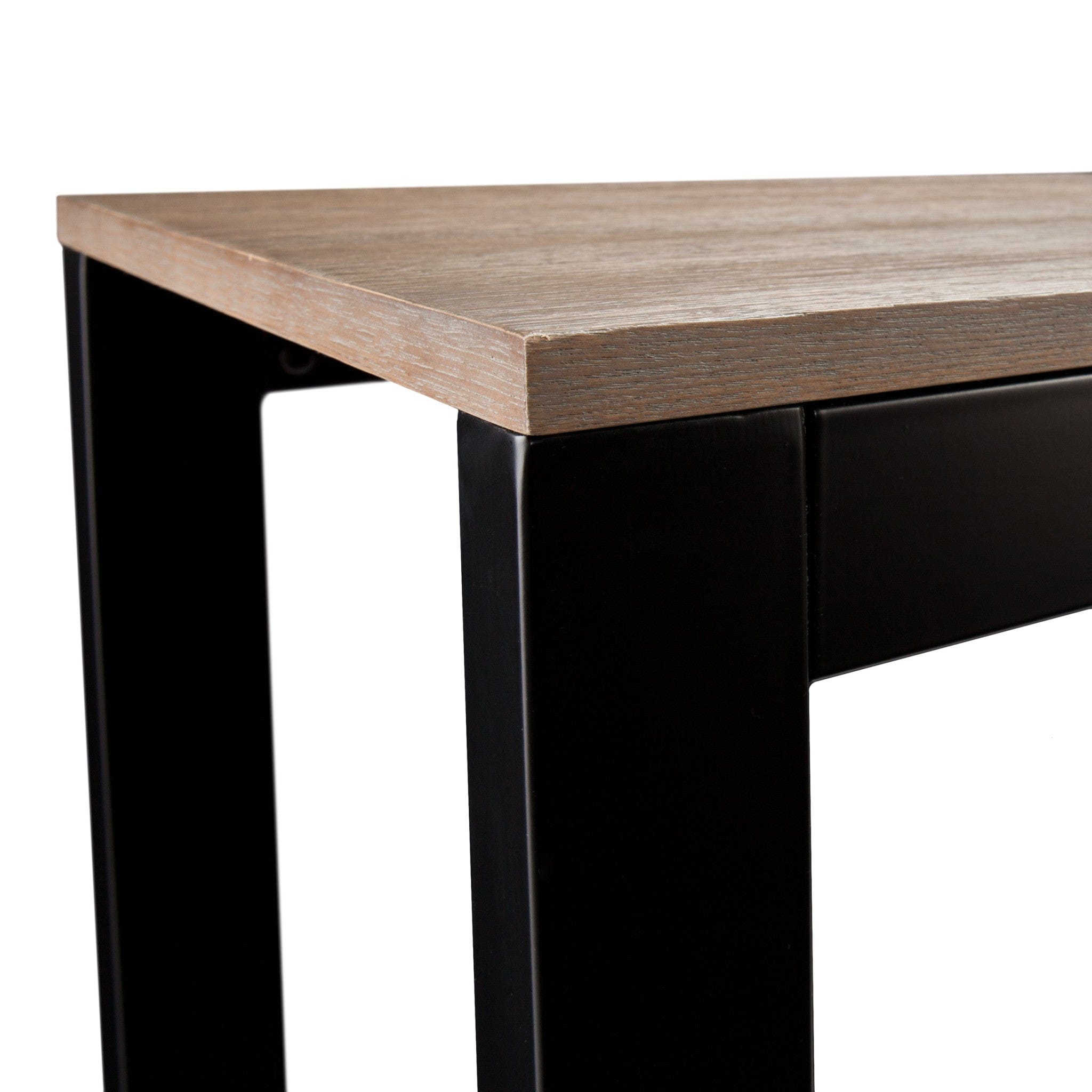 56" Natural and Black and Black Sled Console Table - Homeroots