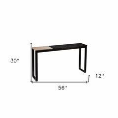 56" Natural and Black and Black Sled Console Table - Homeroots