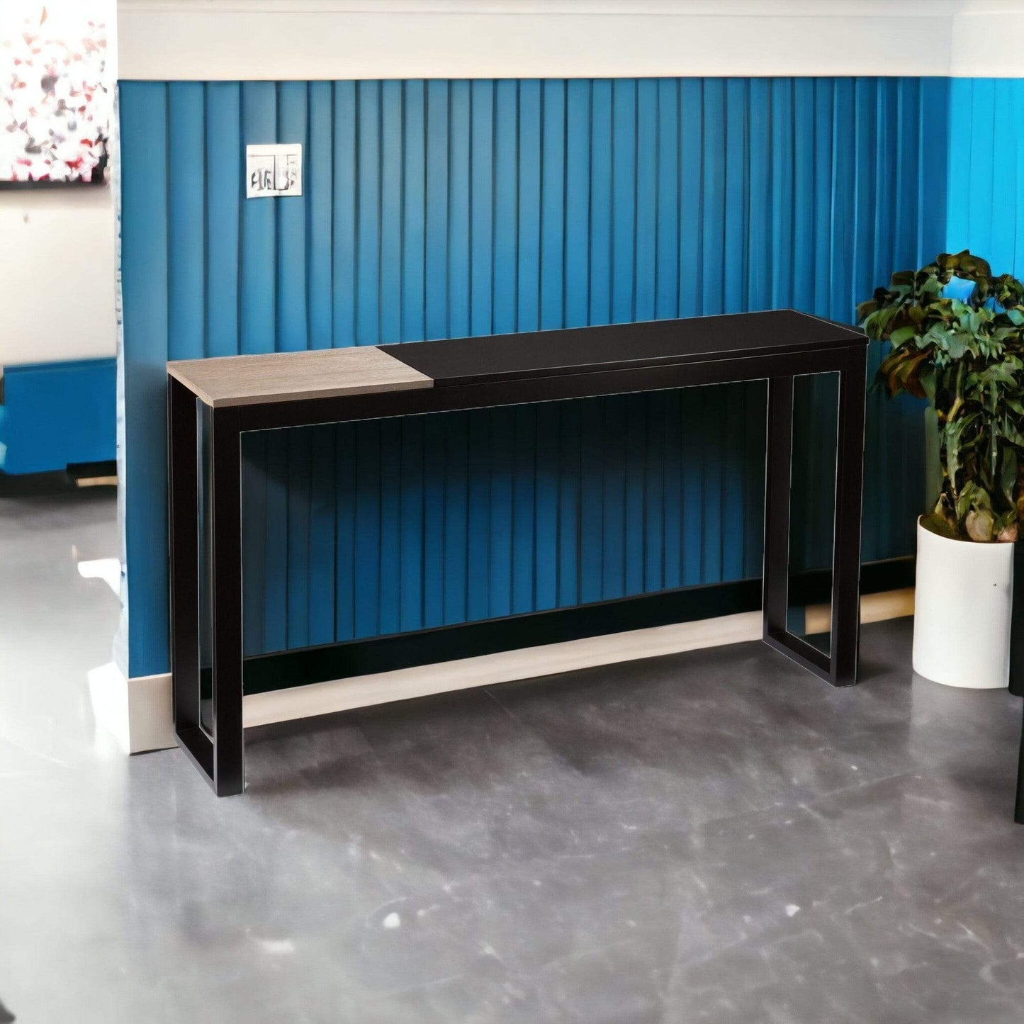 56" Natural and Black and Black Sled Console Table - Homeroots - Flyclothing LLC